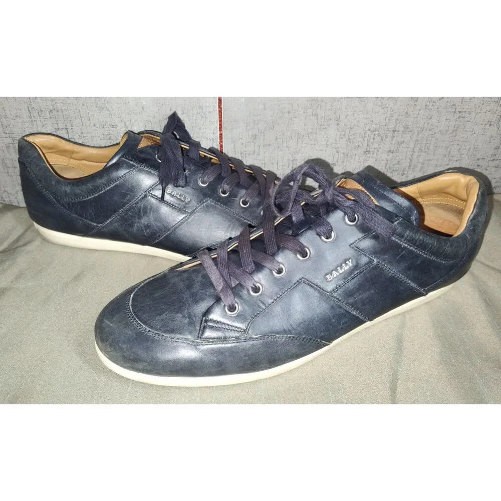 Bally Men's Navy Low Leather Shoes Sz 13D